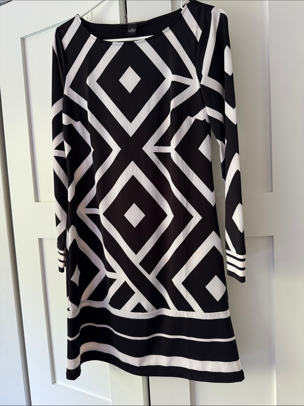 INC International Concepts Black & White Geometric Midi Dress